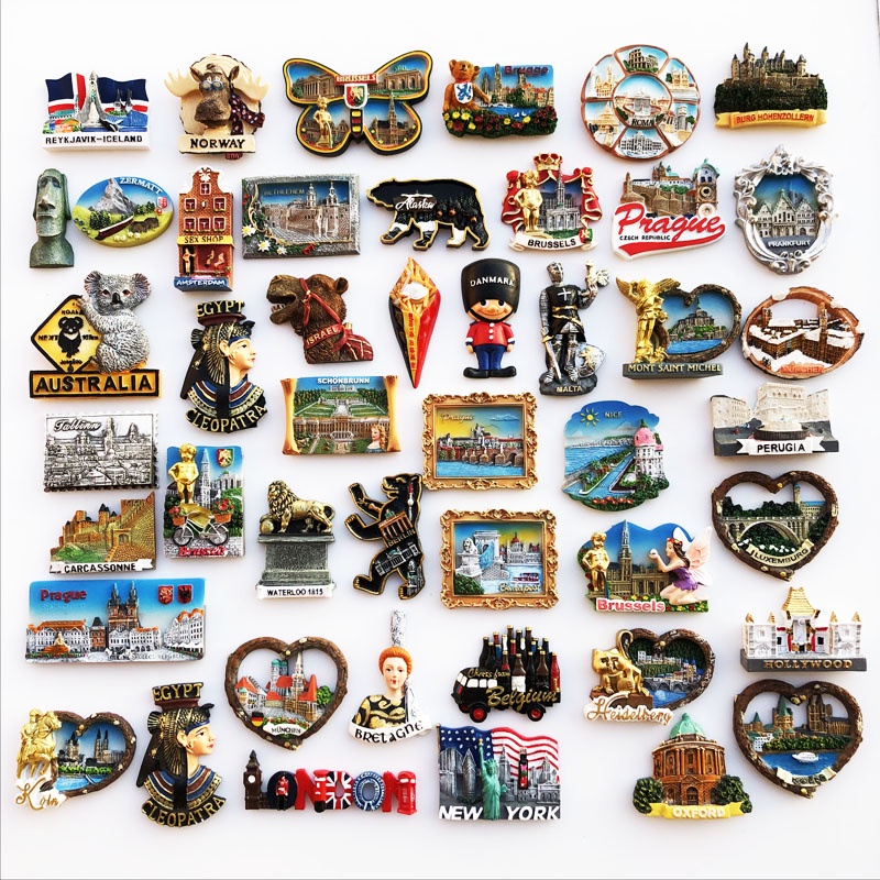 Ireland Estonia Iceland Malta Germany Czech France Refrigerator Magnets 3D Resin Handmade Refrigerator Magnets Creative Souvenirs Home Decoration