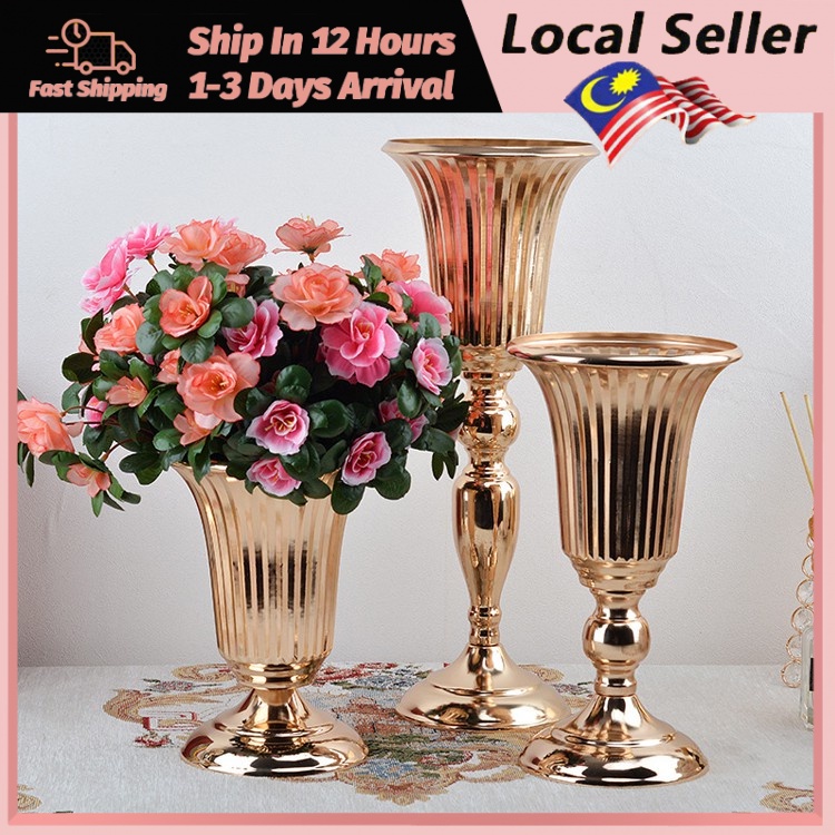 Wedding Flower Vase Metal Candlestick Candle Holders Iron Golden Flowers Vase Holder Wedding Ceremony Decoration Home Decor Wedding Decoration Candleholders 婚庆用品金色花瓶