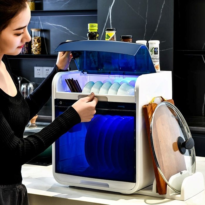 Ultraviolet Disinfection Cupboard Kitchen Dish Rack Drain Rack Tableware Storage Shelves Shelves