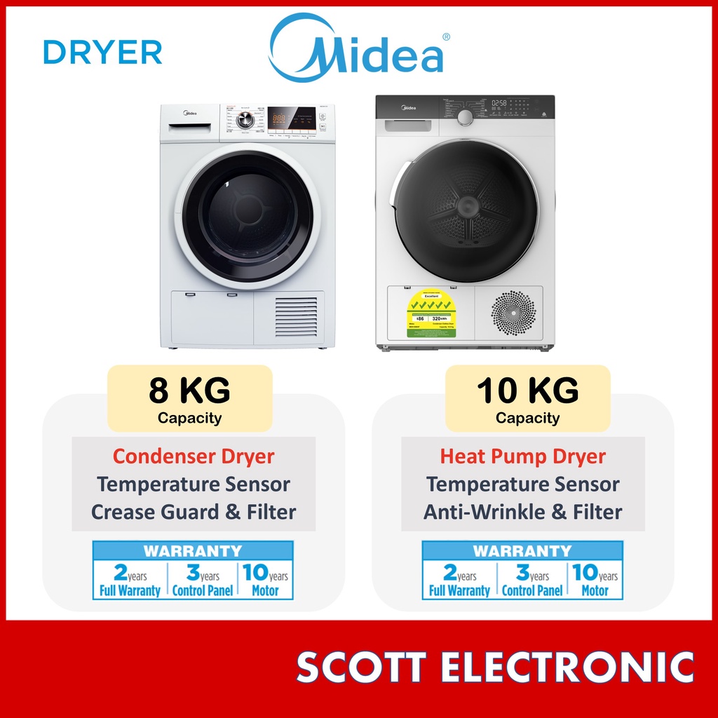 Midea 8KG Condenser Dryer 10KG Heat Pump Dryer / Tumble Dryer / MD