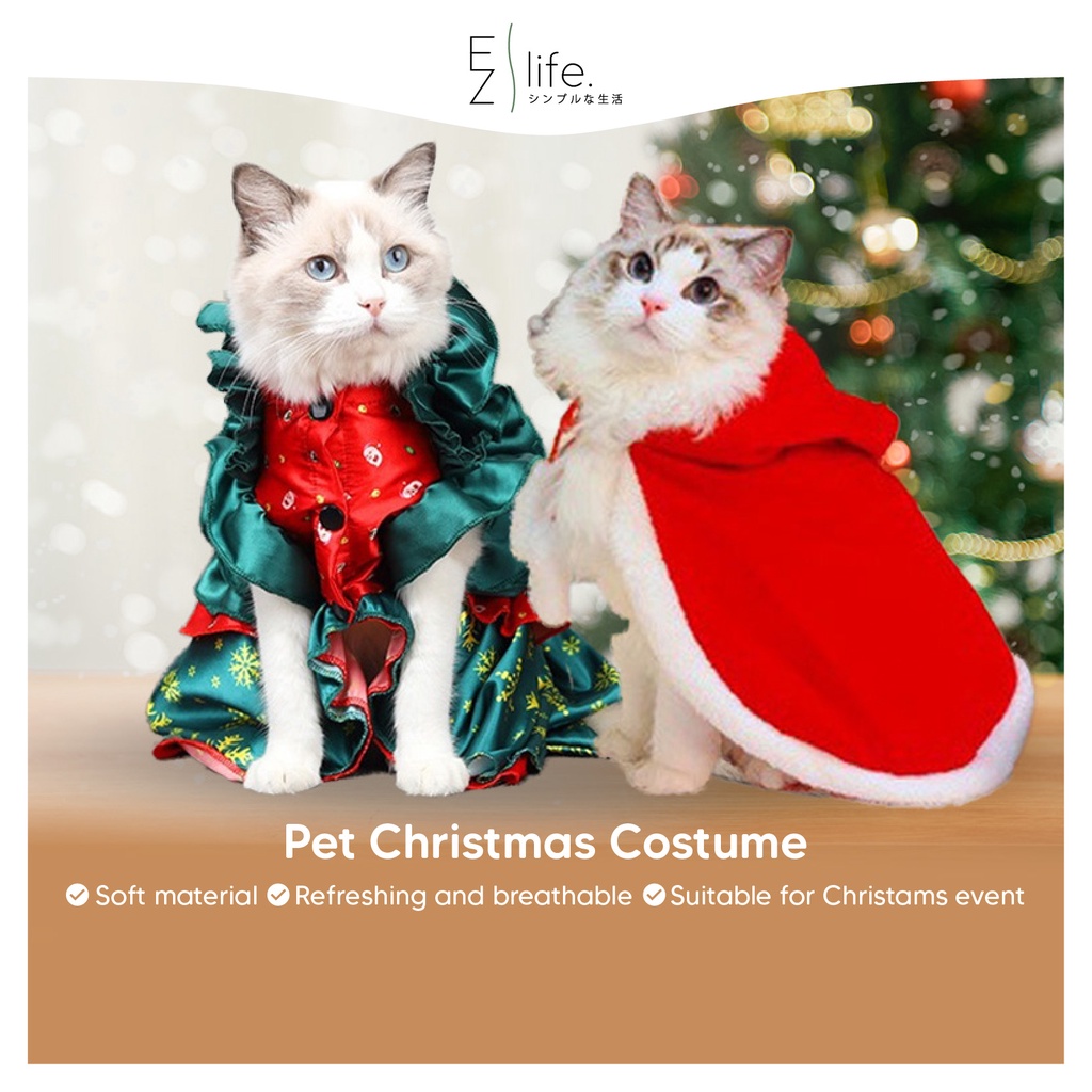 Clearance Pet Christmas Costume Outfit Set Pet Clothing Xmas Pet Scarf Head Dog Cat Baju Pakaian Kucing 宠物圣诞装扮