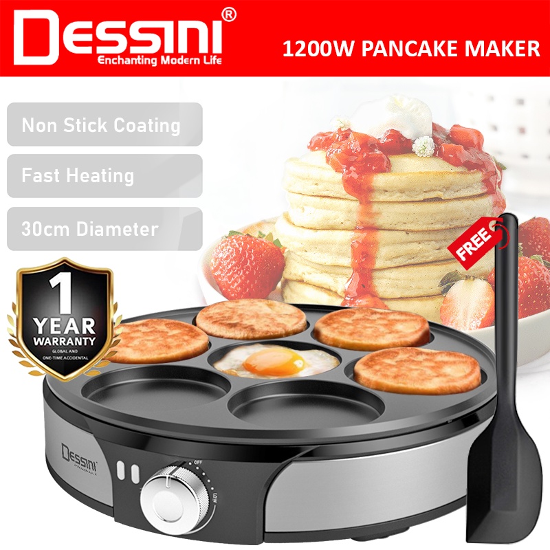 DESSINI ITALY 7 Holes Electric Pancake Breakfast Maker Burger Toaster Barbecue BBQ Grill Non-Stick Baking Pan Egg Cooker