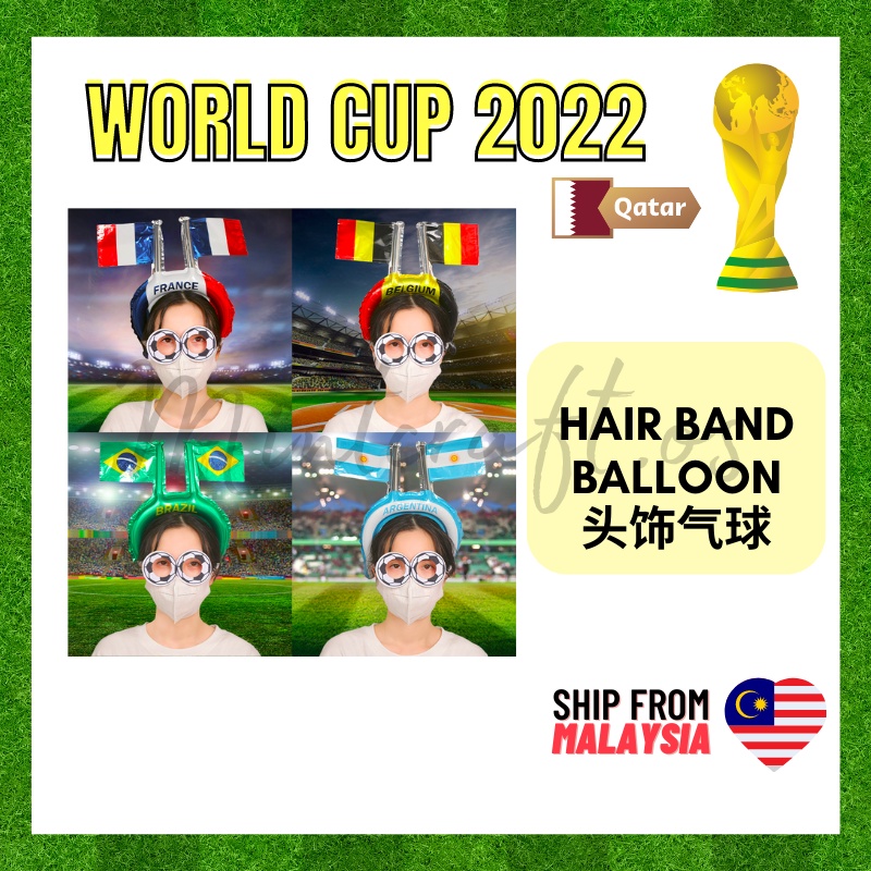 World Cup Inflatable Headband Qatar Football 2022 世界杯 Balloon Hair National Flag Hair Accesories Merchandise