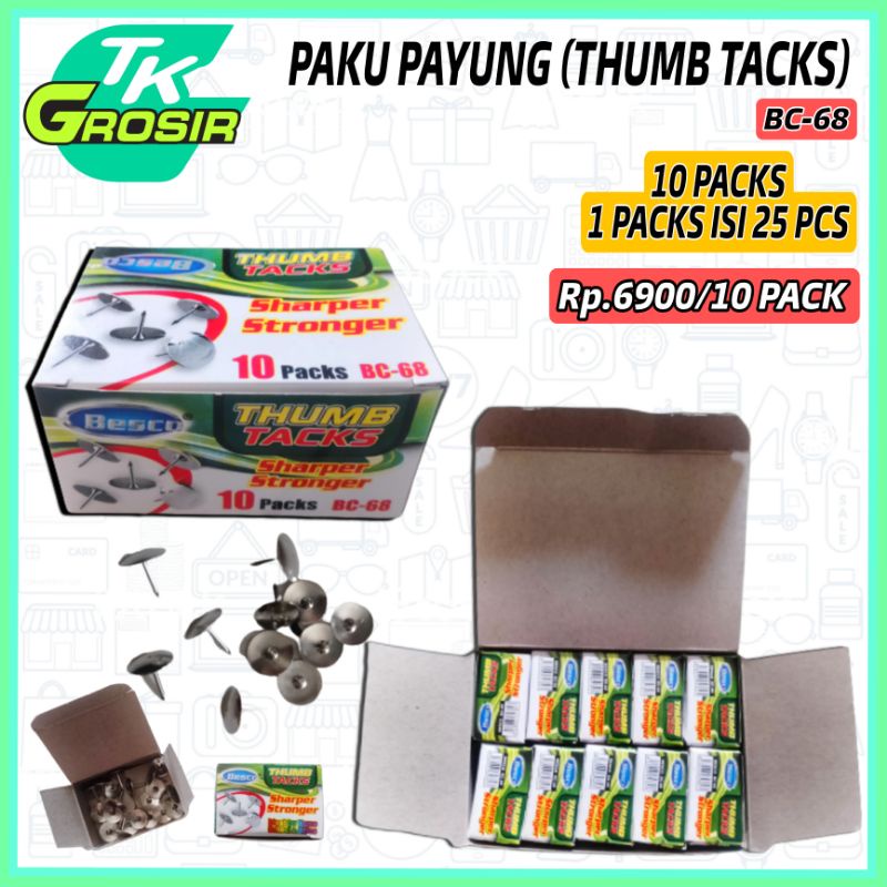 10 boxes of umbrella nails/pines thumb tacks/paku tindis