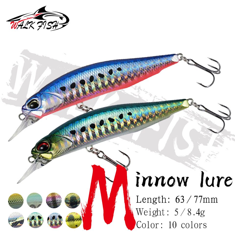 WALK FISH 1PCS Suspending Minnow Fishing Lure 5g 8.4g Wobblers Artificial Japanese Hard Bait Winter Deep Sea Fishing Tackle