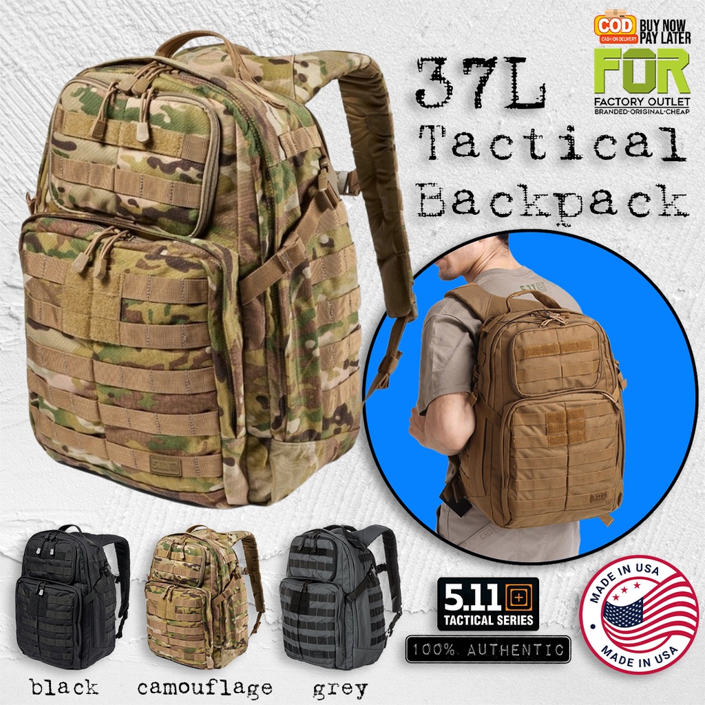 100% AUTHENTIC 5.II TACTICAL 37L Rush 24 Outdoor Travelling Hiking Shoulder Bag Heavy Duty Waterproof Light Backpack