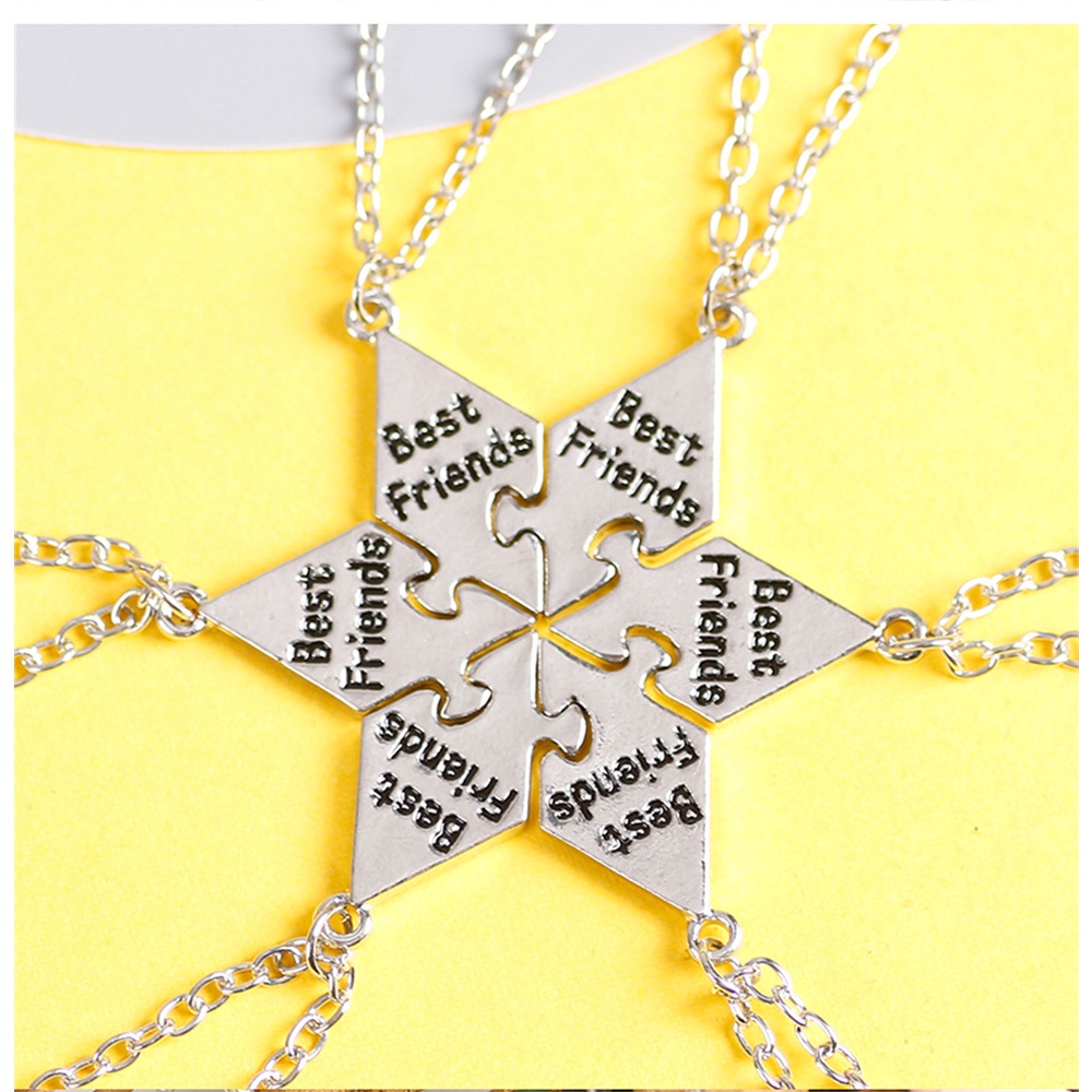 6 Piece Best Friend Necklace Hexagon Letter Pendant Bff Choker Fashion ...