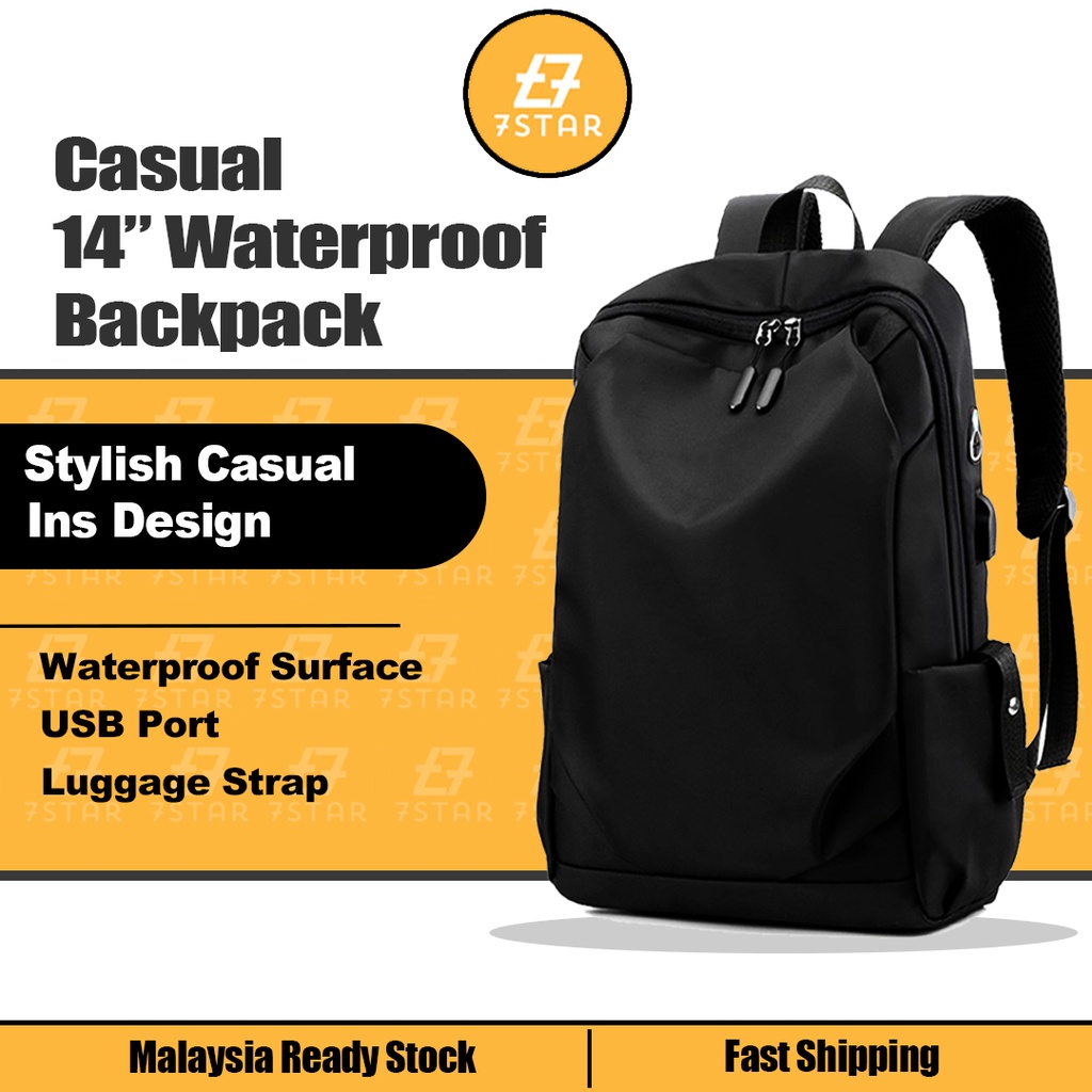 7star laptop backpack Waterproof Laptop Beg Stylish Casual Ins Design USB charging backpack Leisure bag 3 color