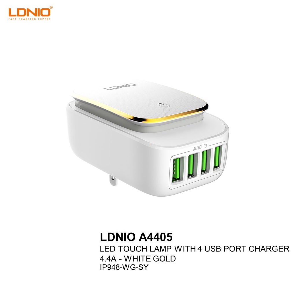 LDNIO A4405 LED TOUCH LAMP WITH 4 USB PORT CHARGER 4.4A Shopee Malaysia