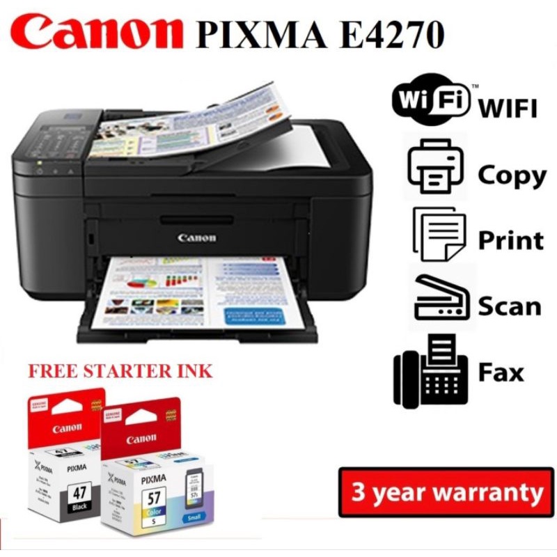 Canon PIXMA E4270 AllInOne WIFI / FAX Inkjet Printer Shopee Malaysia