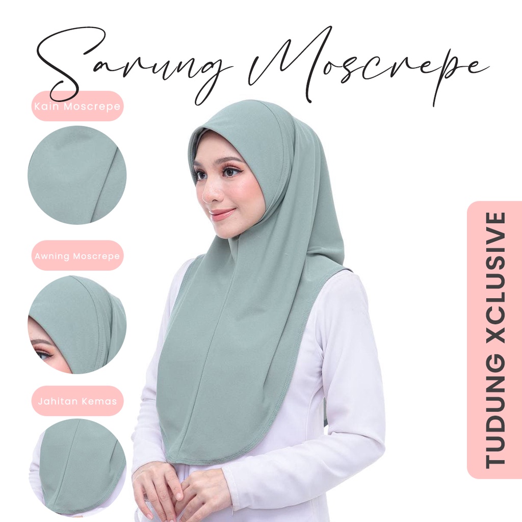 Tudung Sarung Moscrepe Plain Instant READYSTOCK SIZE M/L Tudung Sarung Moscrepe Awning Lembut