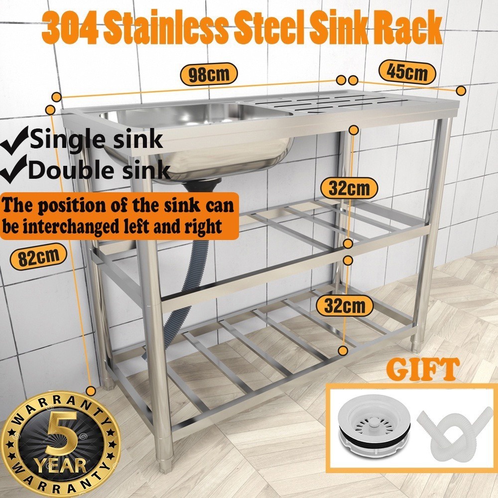 Sinki Dapur 304Stainless Steel Sink Singki Dapur Kitchen Sink Stainless