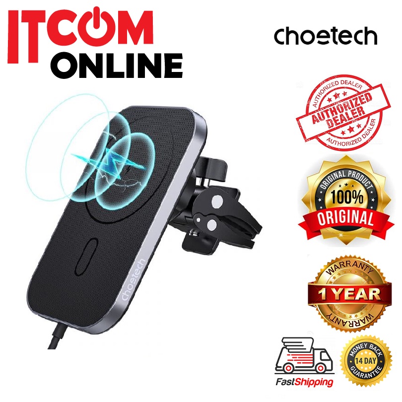 CHOETECH CAR WIRELESS CHARGER 15W WITH TYPE C CABLE 1.5M