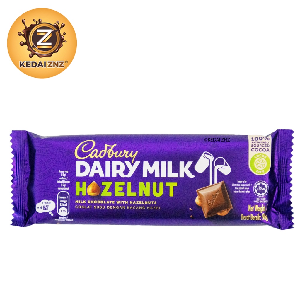 Chocolate Cadbury Dairy Milk HAZELNUT Chocolate Bar 90g Coklat | Shopee ...