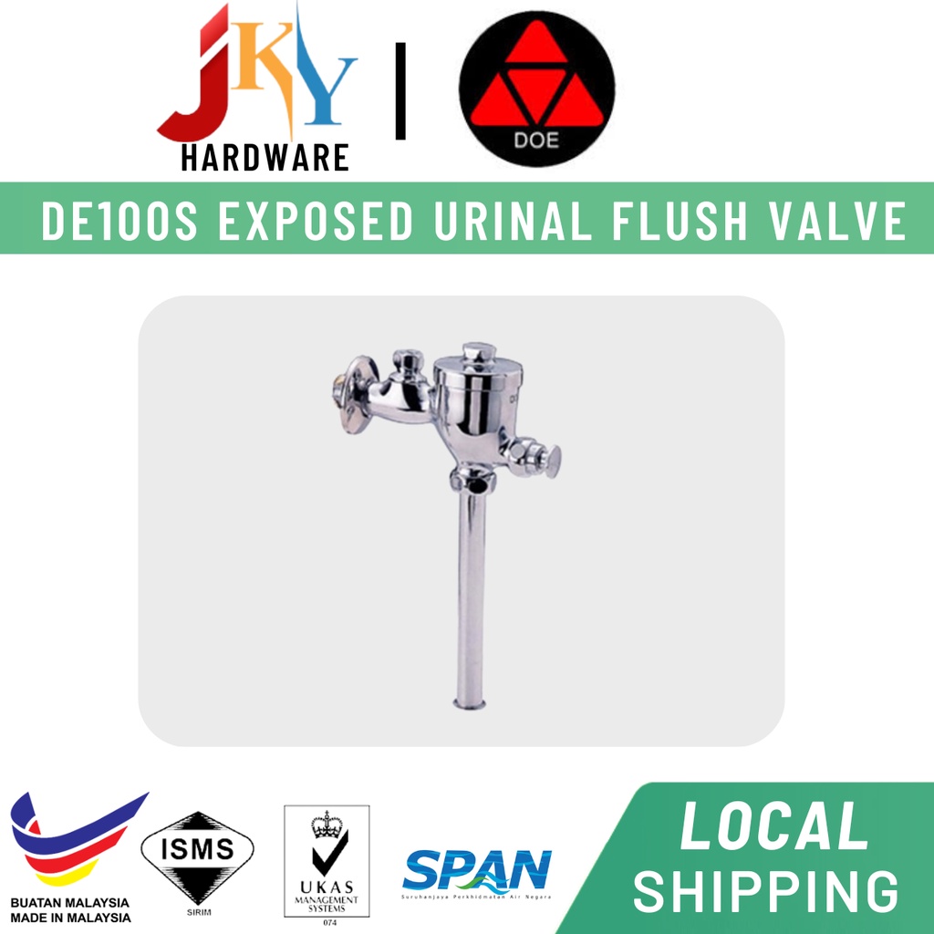 DOE DE100S Exposed Type Manual Urinal Flush Valve Straight Pipe Chrome