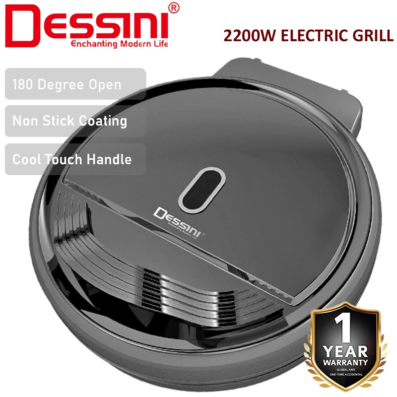 DESSINI ITALY 180° Open 40CM Double Sided Non-Stick Electric Baking Pan Pizza Crepe Pancake Maker BBQ Grill Pot Cooker