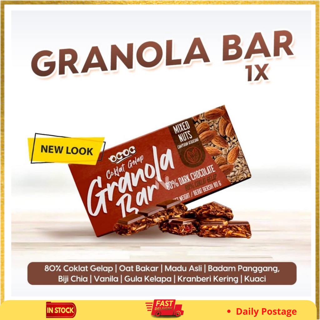 Granola Bar Dark Chocolate Coklat Sugar Free by OCOC Shopee