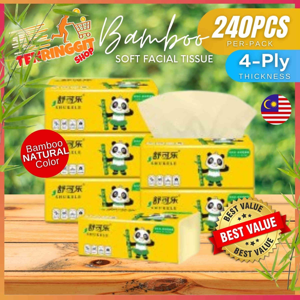 4PLY Bamboo Pulp Tissue Paper Packet 240 Pieces Cute Soft Tissue Wipes