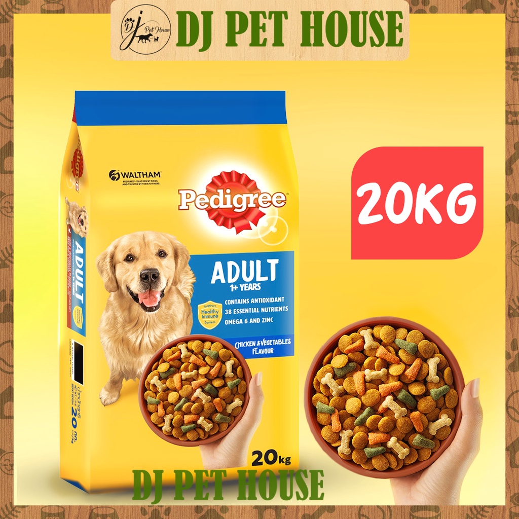 Pedigree Adult 1+ Years Dog Dry Food Chicken & Vegetable 20kg Shopee Malaysia