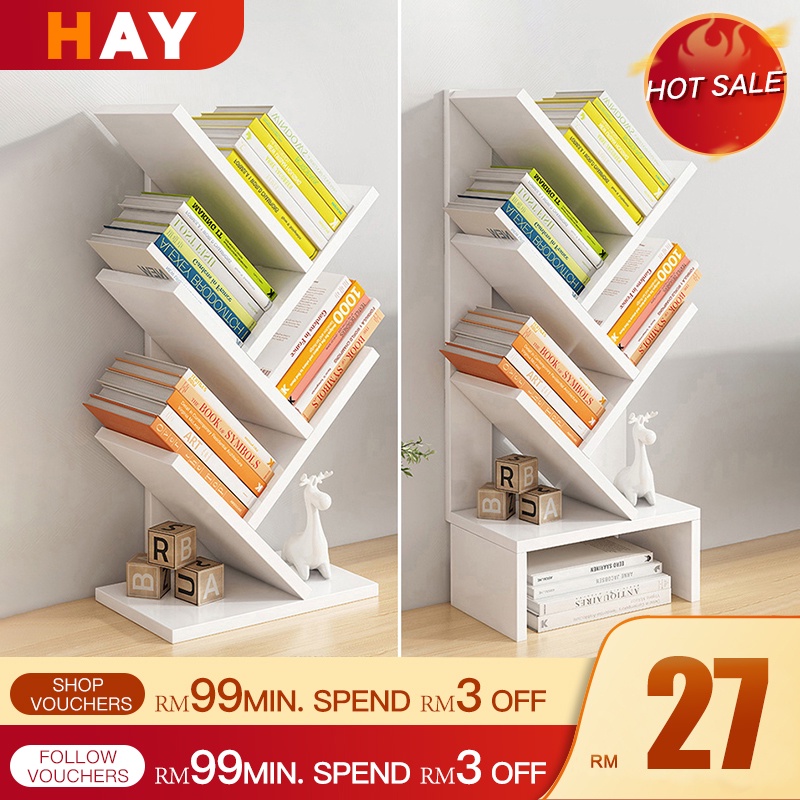 Tree Shape Table Top Bookshelf Bookcase Storage Rack Modern Style Rak