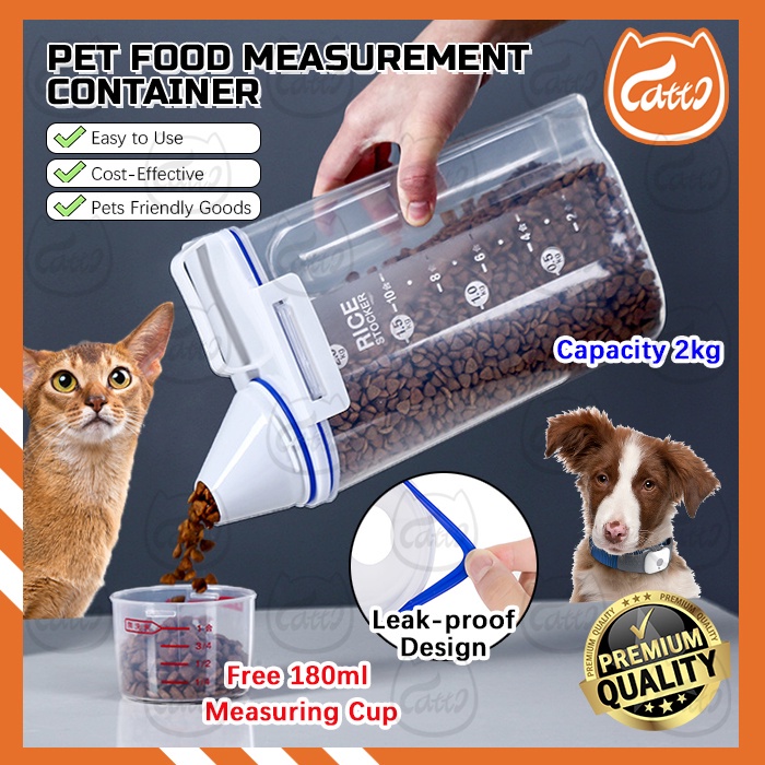 CATTO Large Volume Pet Food Storage Dispenser Pet Food Container Bekas