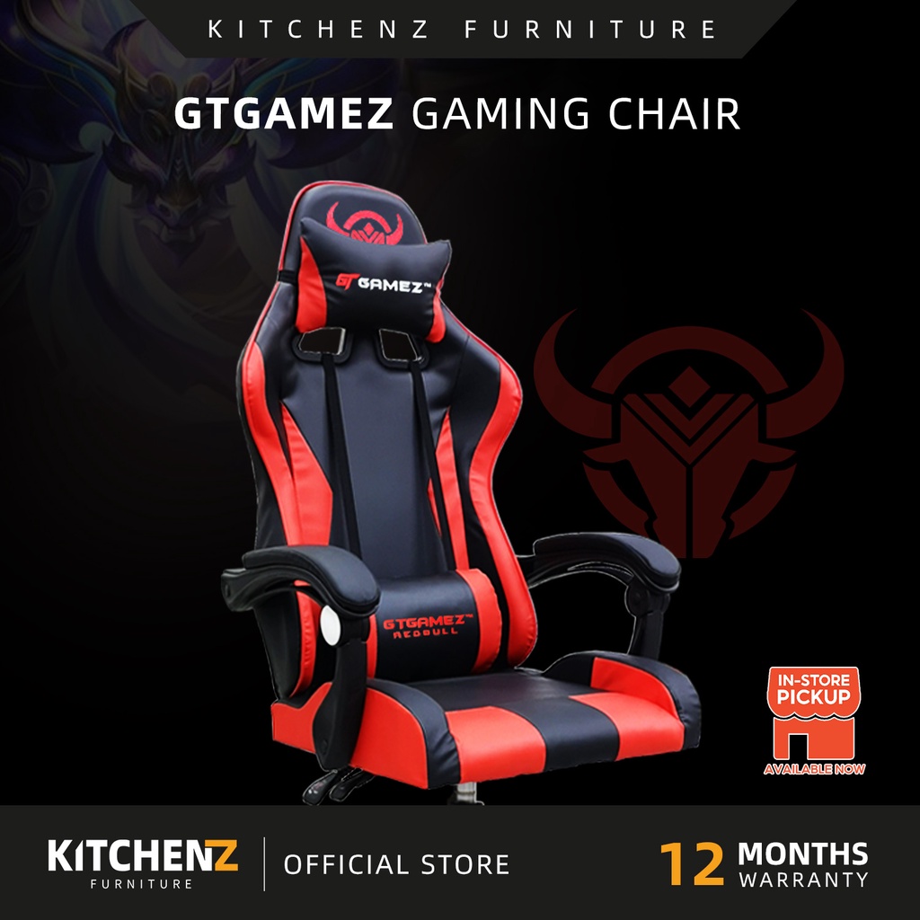 GTGAMEZ Red Bull Gaming Chair Ergonomic Chair Office Executive Chair LED Lighting Diamond Manta Panther Leopard Asgard