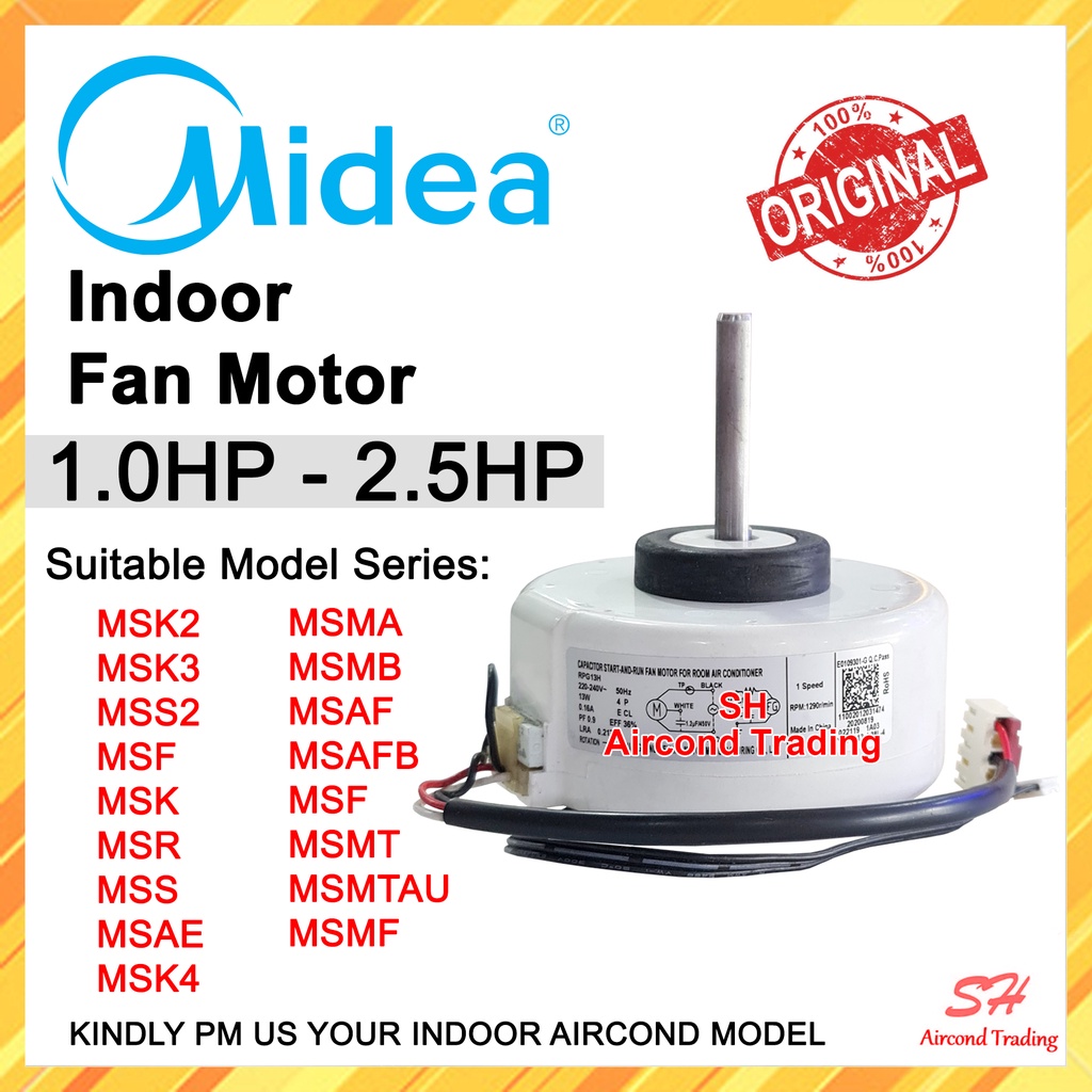 [Original] Midea 1.0HP 1.5HP Indoor Fan Motor aircond fan motor kipas