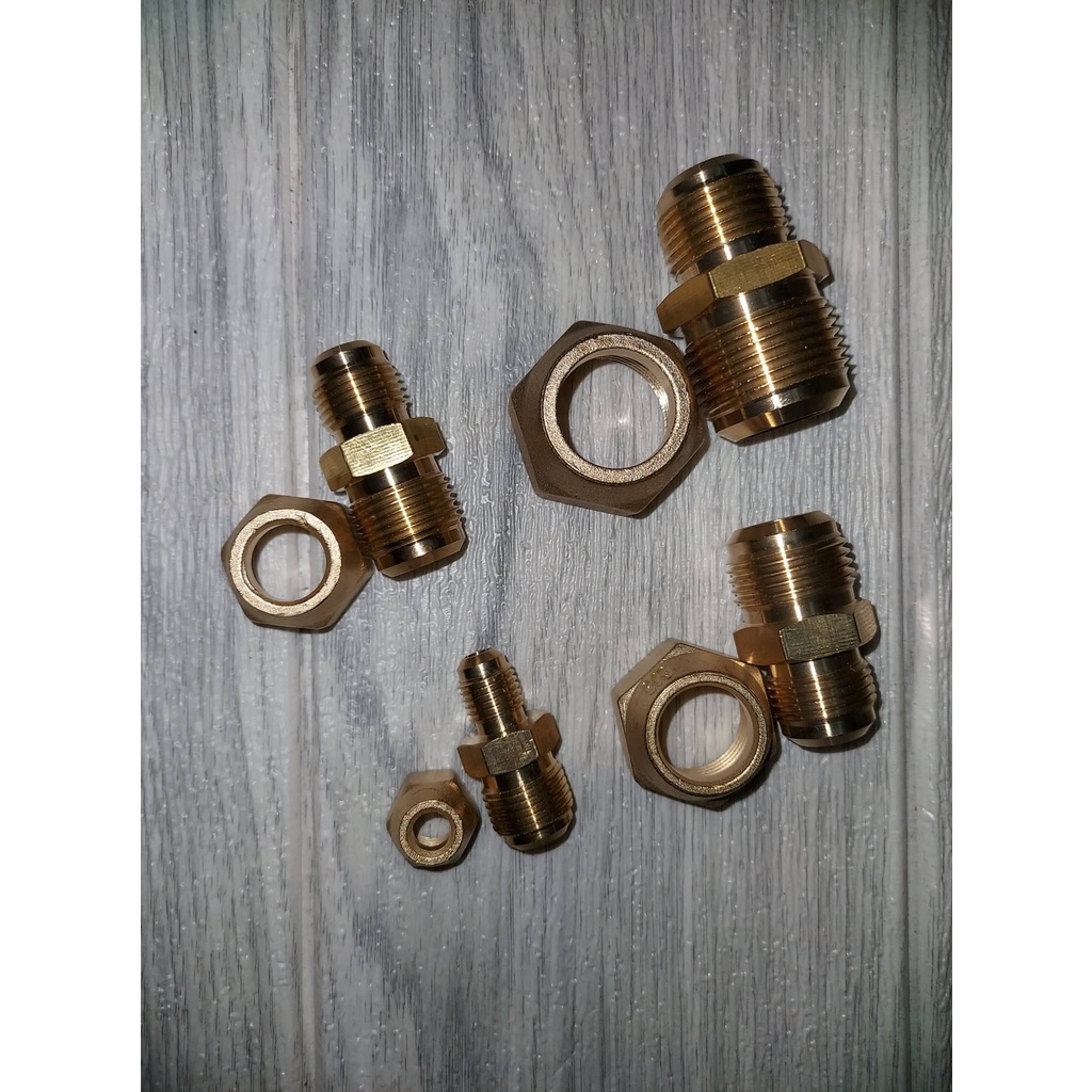 Set Aircond Copper Flare Nut Converter Connect Home Car Fridge Nuts Joint Pipe Cooper Connector