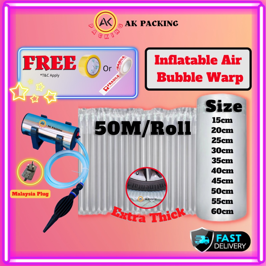 Inflatable air bubble wrap 50m bubble wrap 65um inflatable bubble wrap