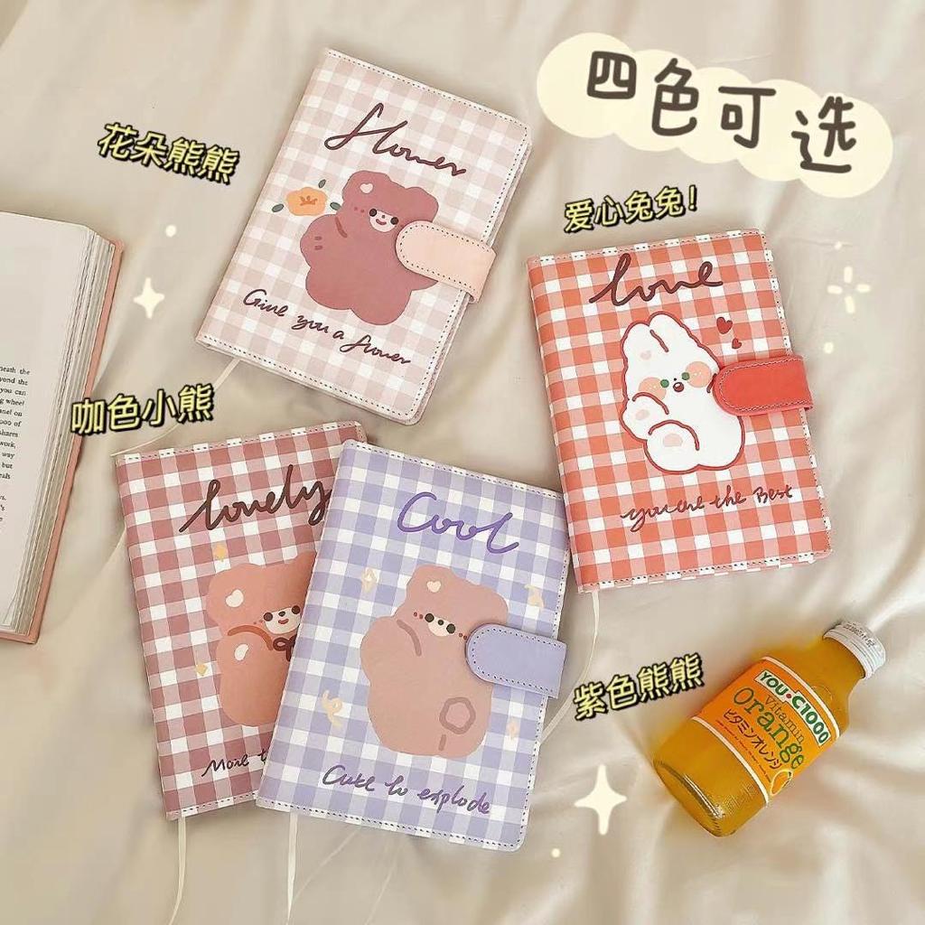 [randomstuff] Thick Magnetic Book DIY Scrapbook Notebook Full Printed Design Hard Cover Diary Journal Cartoon Motif Unique Cute Aesthetic Diary Notebook Magnetic Cover Durable Durable PU Material Waterproof Korean Style Stationary Kit