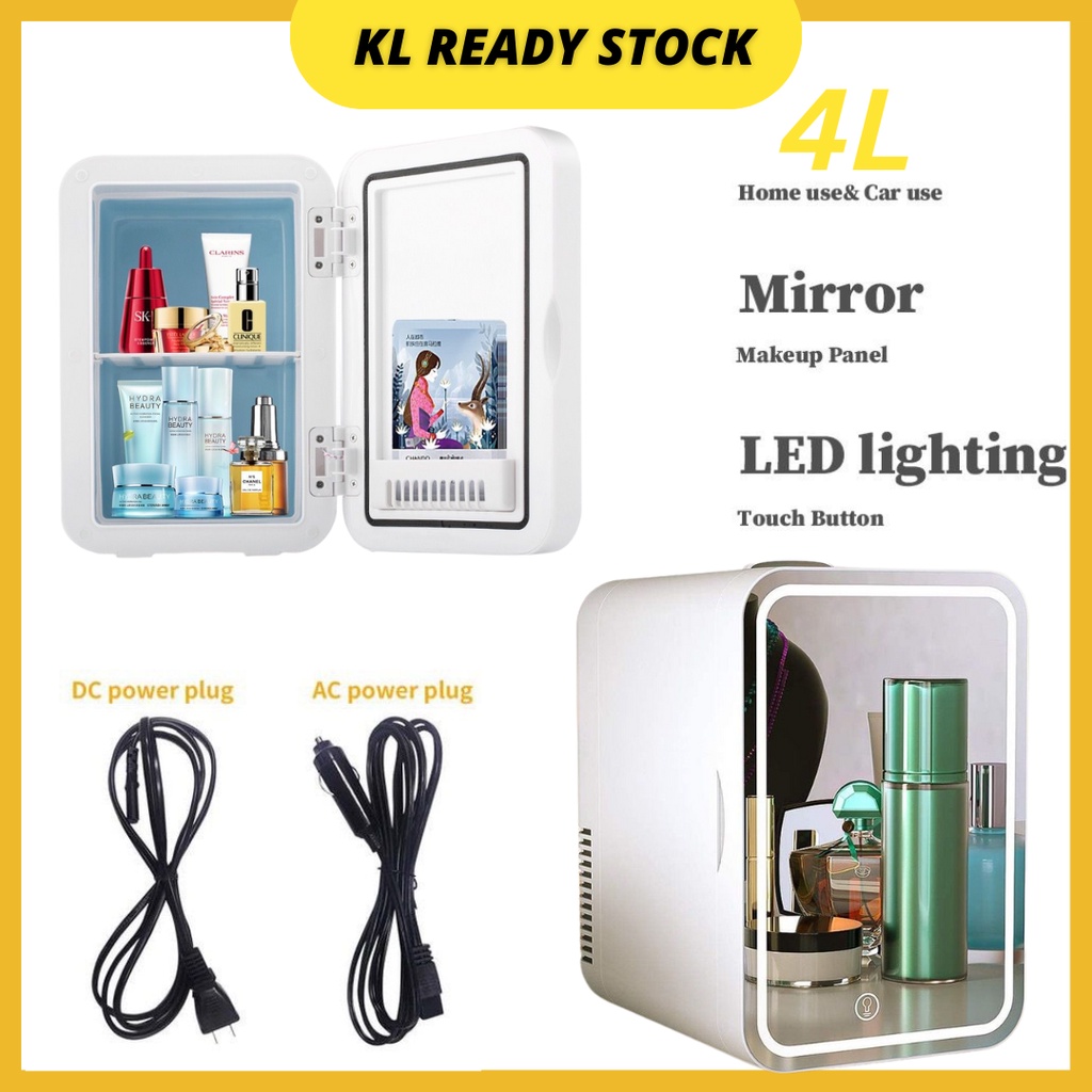 KL Ready Stock Mini Fridge with Makeup Mirror Cosmetic Refrigerator Food Cooler Mini Skincare