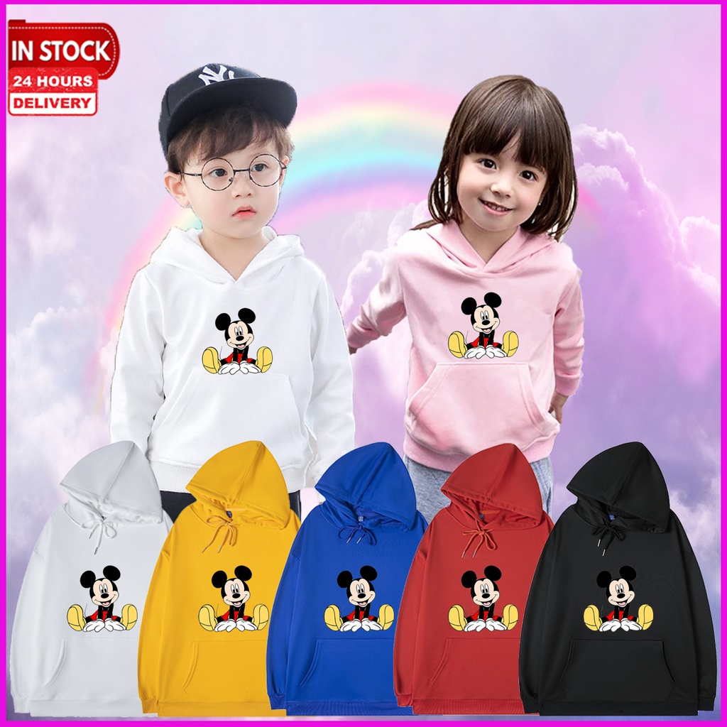 ⚡Ready Stock⚡Kids Hoodie Mickey Mouse Design Unisex Long Sleeve Kids Jacket Baju Hoodie Lelaki Baju Hoodie Perempuan