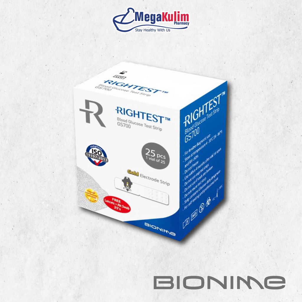 Bionime Rightest GS700 Blood Glucose Test Strips (25's / 2X25's