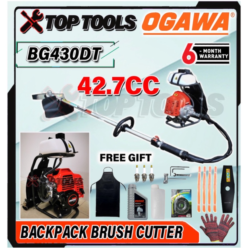 [ MORE FREE GIFT ] OGAWA Brush Cutter BG430 TB43 BG430DT Mesin Potong Rumput Heavy Duty (43CC) Grass Cutter Mesin Rumbut