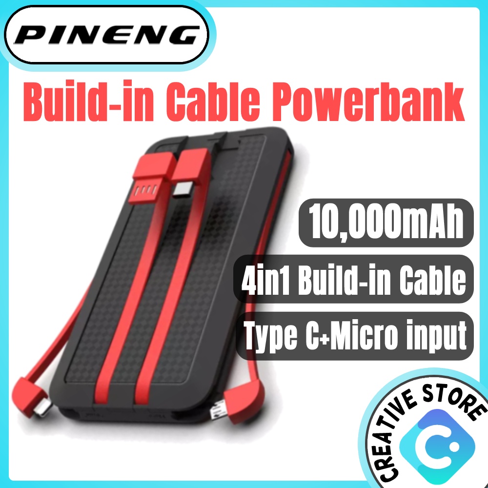 Build In Cable Powerbank Pineng Original Powerbank10k Power Bank