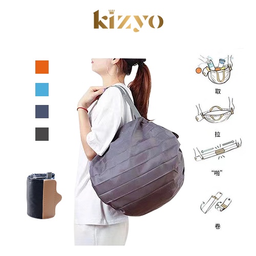 Kizyo Foldable Grocery Bag Travel Backpack Supermarket Basket Carry Bag Eco-friendly Portable Reusable Sling Bag