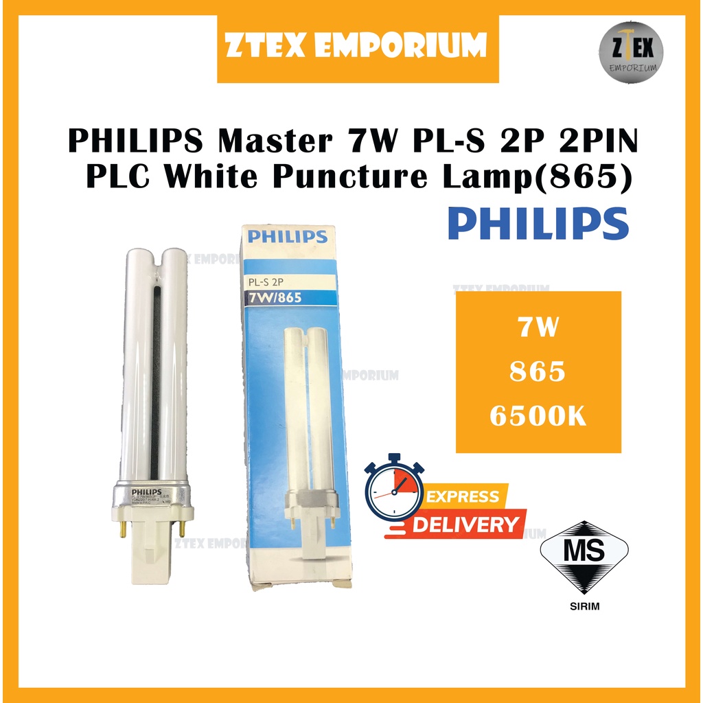 PHILIPS MASTER 7W PLS 2P 2PIN PLS WHITE PUNCTURE LAMP 865 6500K ...