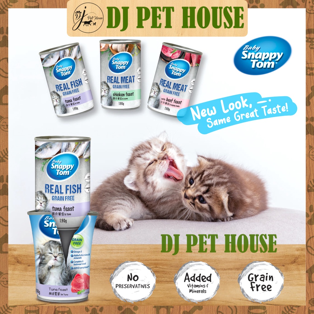 Baby Snappy Tom Grain Free Cat Canned Food 150g (Available in 3 flavors