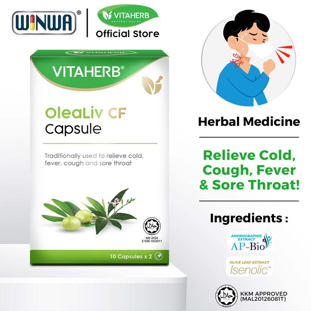 Vitaherb OleaLiv CF Capsule Olive Leaf Extract For Influenza (2 x 10