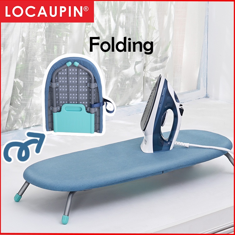 Locaupin Portable Folding Legs Ironing Board Heavy Duty Padded Space Saving Tabletop Home Apartment Dorm Use
