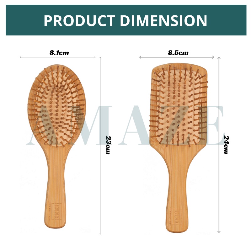 Christmas Gift] DUO Wooden Hair Comb Hair Brush Bamboo Paddle Brush Massage  Comb Anti Static Sikat Rambut Kayu 气垫木梳子 | Shopee Malaysia