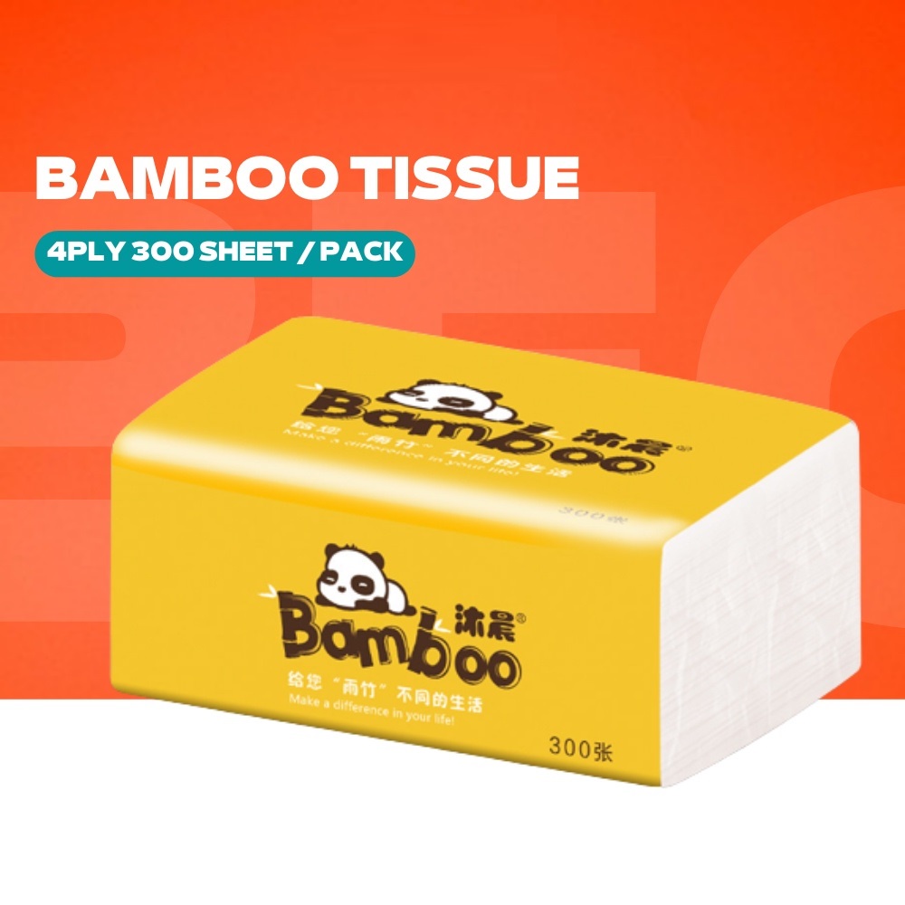[Promotion] 300PCS Bamboo Tissue 4Ply 300 Sheets Soft Facial Tissue Toilet Paper Clean Cosmetic
