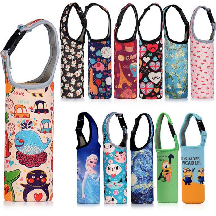 water bottle bag tumbler bag sling bag 300-600ml Cartoon Cute Insulation Cup Bag Portable Korea Kettle Carrier Bag thermos Cup Bags Cartoon Design aqua flask tumbler Accessories