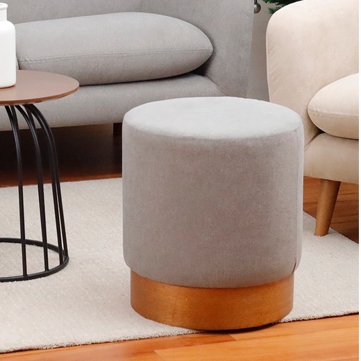 HOUMS Rounded Sitting Stool Modern Living Room Stool Soft Polyester