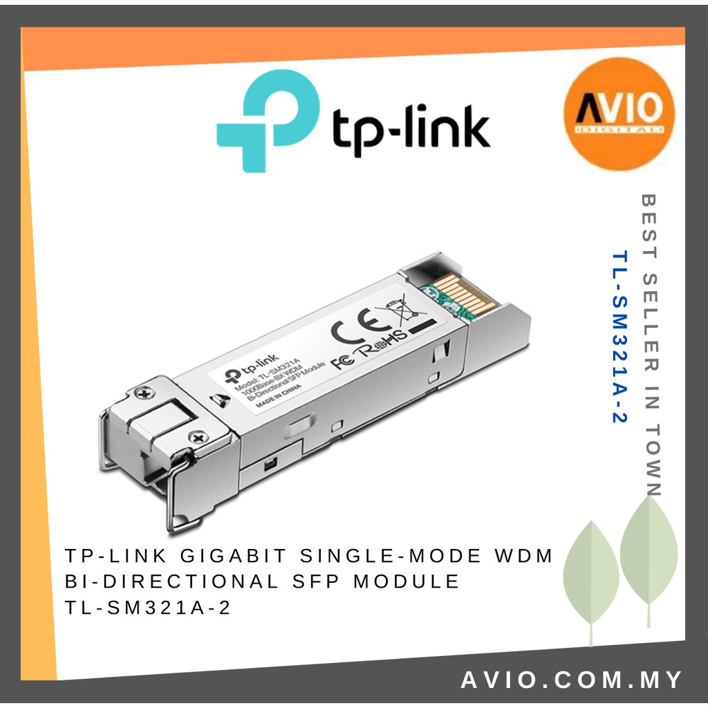 TP-LINK Tplink Gigabit Single Mode WDM Bi-Directional SFP Module LC Connector Interface TL-SM321A-2