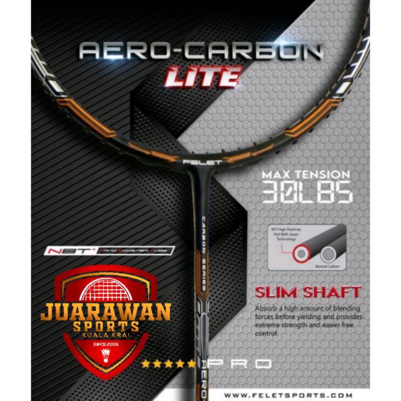 OFFER FELET BADMINTON RACKET AERO CARBON LITE (FREE GRIP) Shopee Malaysia
