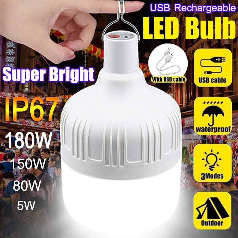 Rechargeable LED Light Bulb🔋USB Portable Lamp for Emergency, Camping, Night Market Lampu Malam Kecemasan