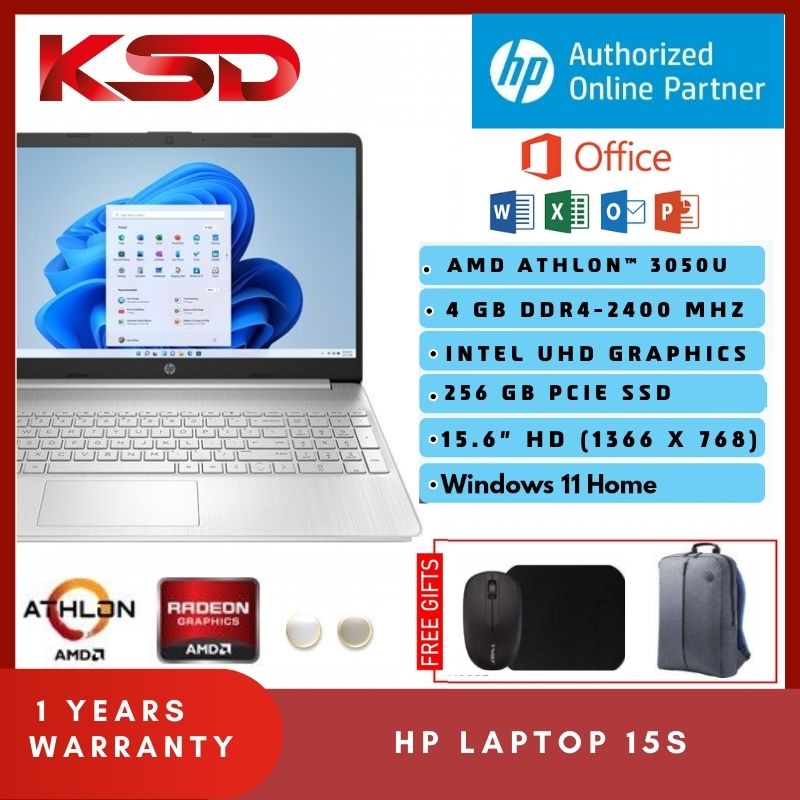 Hp Laptop 15s Eq1557au 15s Eq1558au Amd Athlon Silver 3050u 4gb Ddr4 256gb Ssd Win 11 15 9111