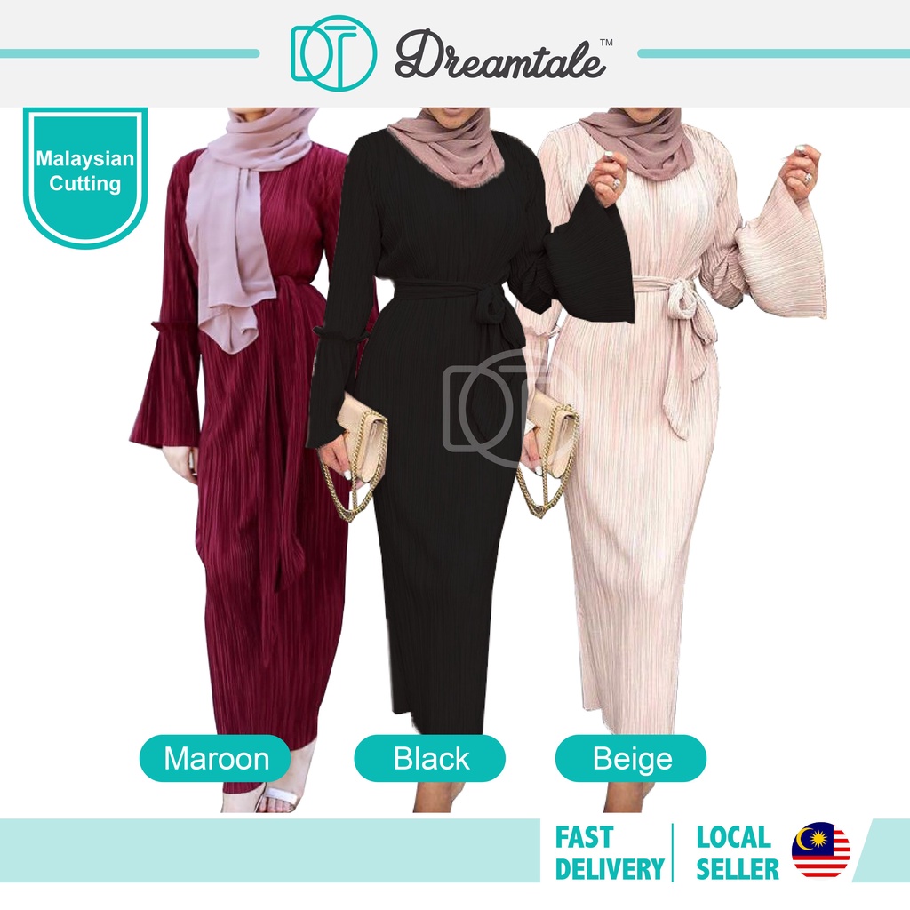 Dreamtale Eila Muslimah Wear Dress Muslimah Glamour Dress Trumpet Sleeve Abaya Dress Baju Wanita Baju Melayu Raya WCO139