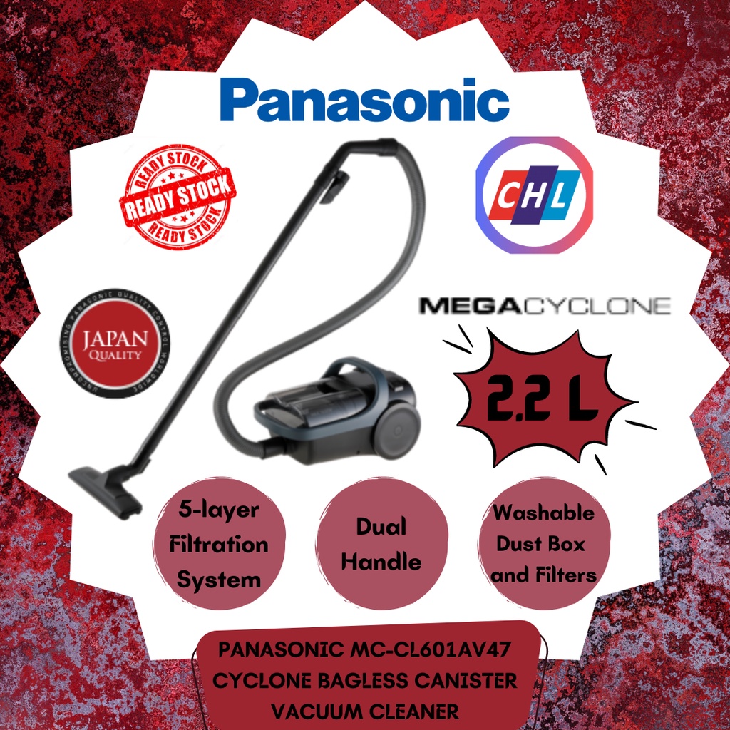 PANASONIC MCCL601 POWERFUL 1600W CYCLONE BAGLESS CANISTER VACUUM